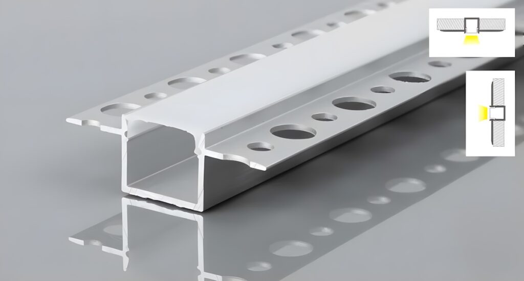 Cross section of a trimless LED profile.