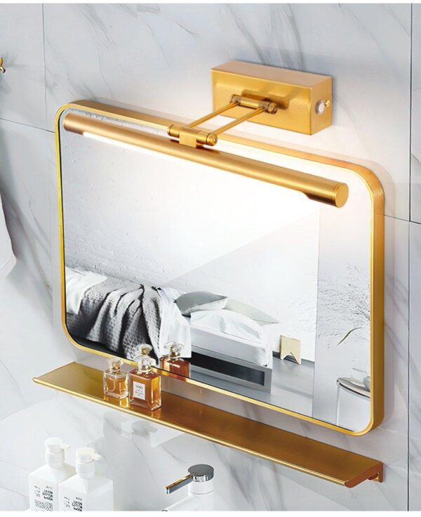 Metallic Gold Tubular Vanity Lighting Fixture With Foldable Arm - Image 3