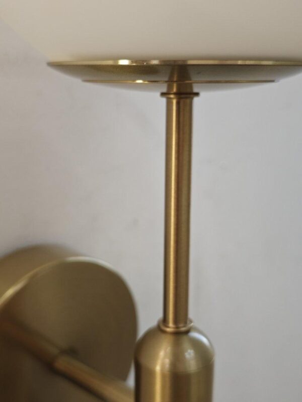 Gold Metal With Milky White Glass Ball Wall Sconce - Image 4