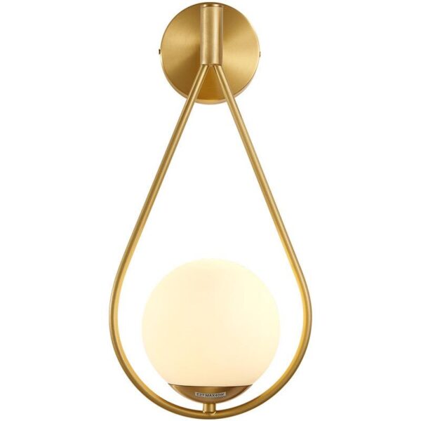 Gold Metal With Milky White Glass Ball Wall Sconce - Hanging - Image 5