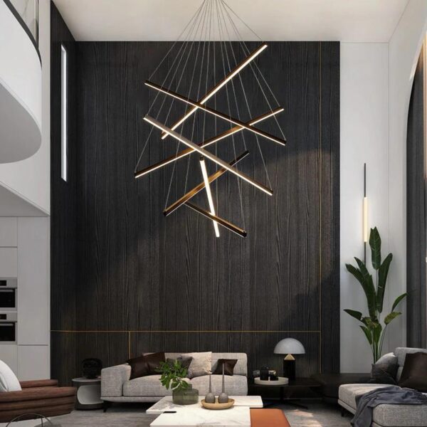 Streifen Modern Black Chandelier - Image 2