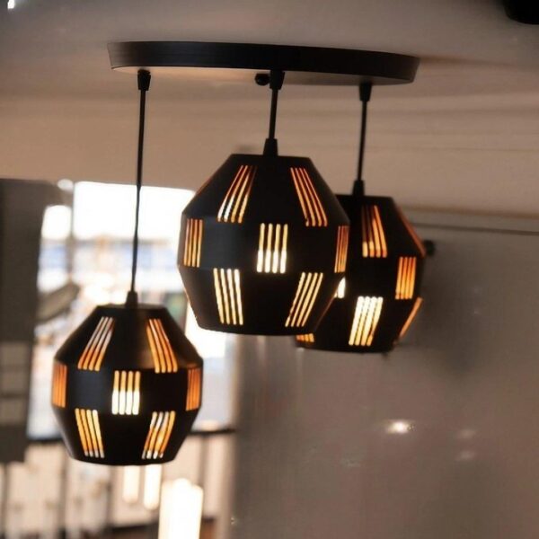 Vintage  Octagon 3 Hanging Pendant Light - Image 2