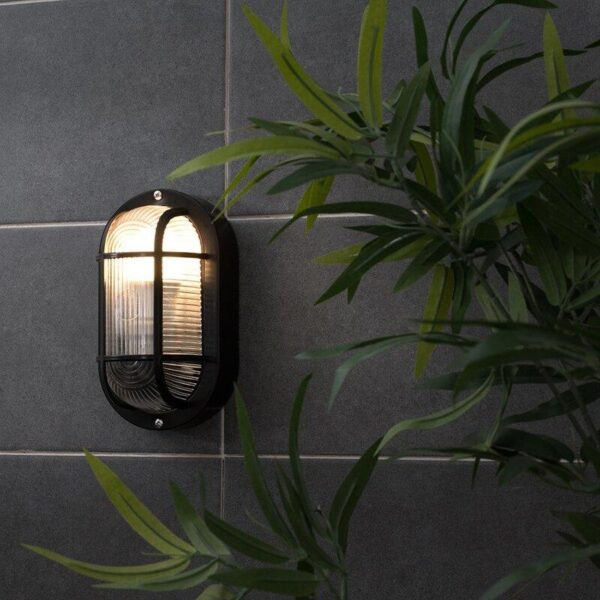 Large Classic Oval Black Bulkhead Wall Light