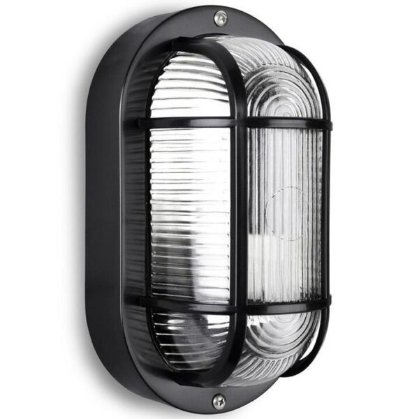 Large Classic Oval Black Bulkhead Wall Light - Image 2