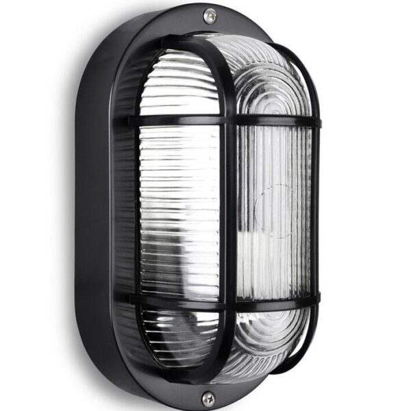 Small Classic Oval Black Bulkhead Wall Light - Image 2