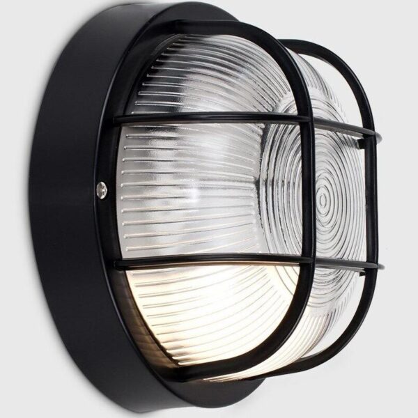 Large Classic Round Black Bulkhead Wall Light - Image 2