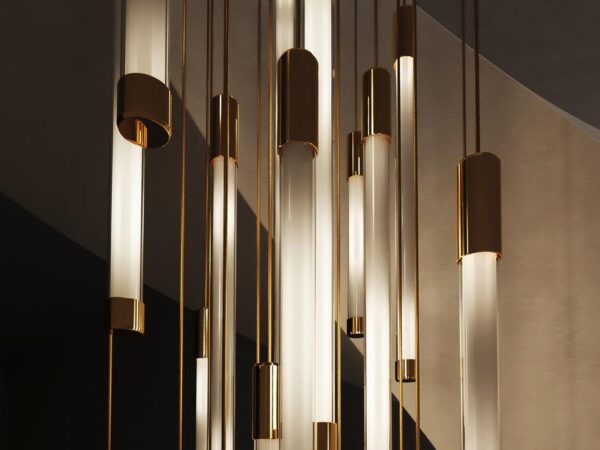 Gold Stainless Steel Chandelier - 13 Tube - Image 2