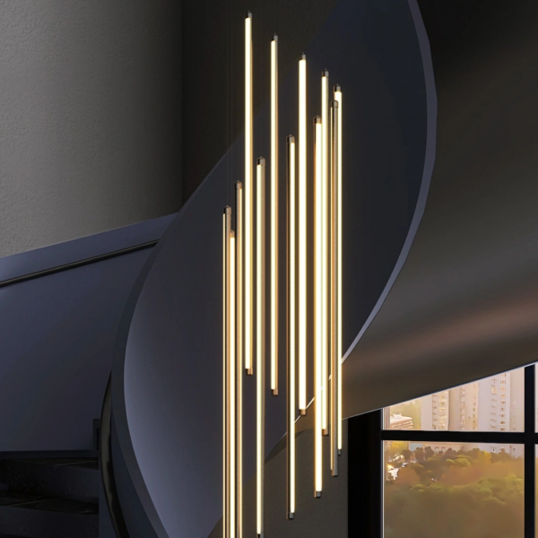 Modern 12 Tube Linear Chandelier