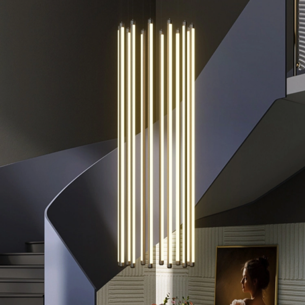 Modern 24 Tube Linear Chandelier