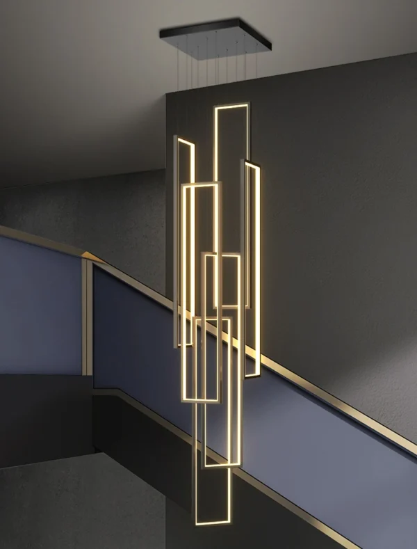 Modern Rectangular Chandelier - 6 Light - Medium - Image 2