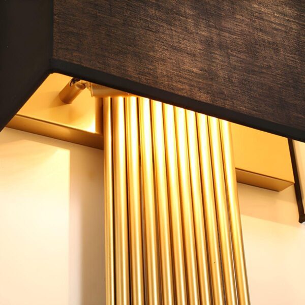 Post Modern Gold Tube & Fabric Wall Lamp - Image 2